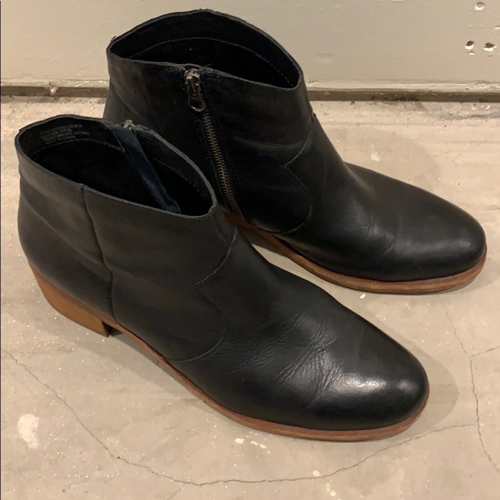 Black leather booties